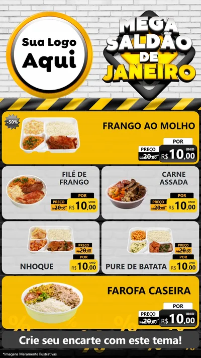 Modelo de TV para TV Vertical com o tema Mega Saldão de Janeiro para Restaurante