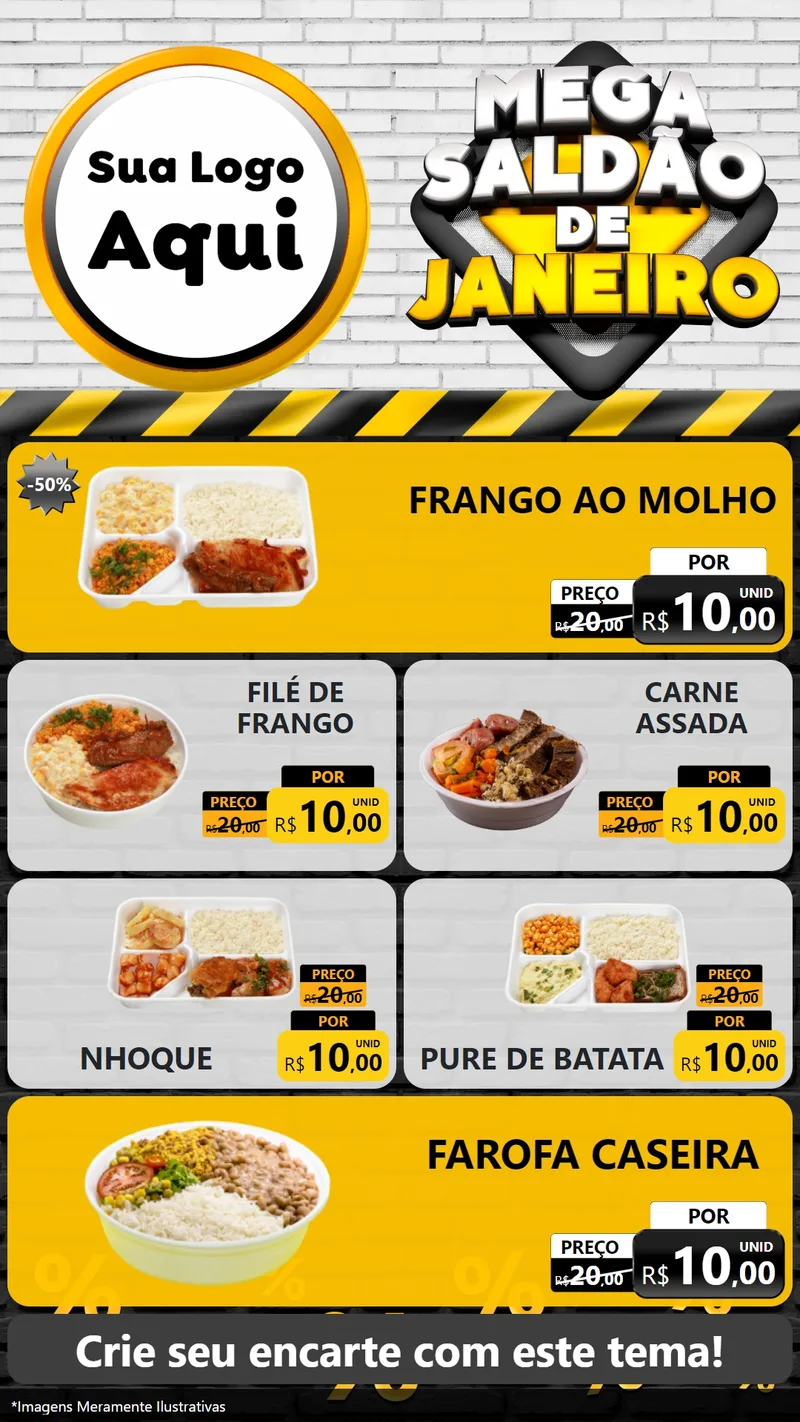 Modelo de TV para TV Vertical com o tema Mega Saldão de Janeiro para Restaurante
