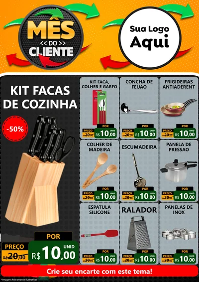 Modelo de Encarte para Encarte A4 Vertical com o tema Mês do Cliente para Utilidades Domésticas