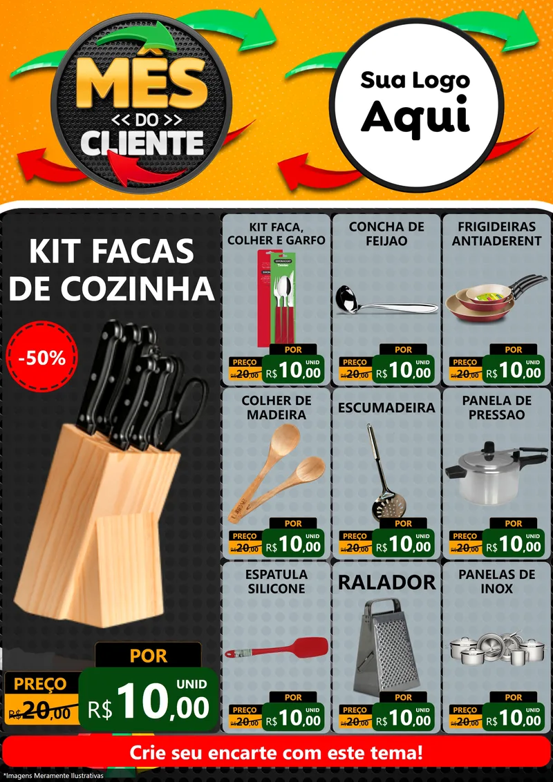 Modelo de Encarte para Encarte A4 Vertical com o tema Mês do Cliente para Utilidades Domésticas