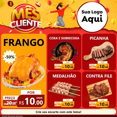 Modelo de Rede Social para Feed Facebook com o tema Mês do Cliente para Assados