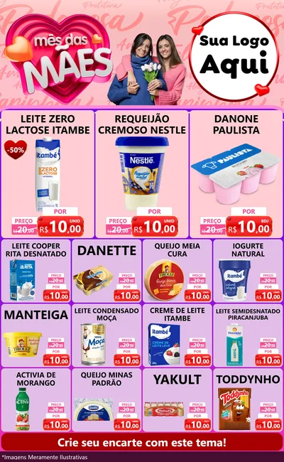 Modelo de Encarte para Encarte Grande com o tema Mês Das Mães para Frios e Laticínios