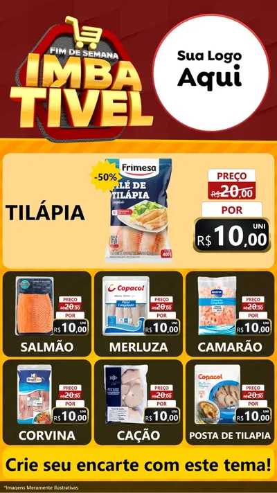 Modelo de Rede Social para Stories com o tema Fim de Semana Imbatível para Peixaria