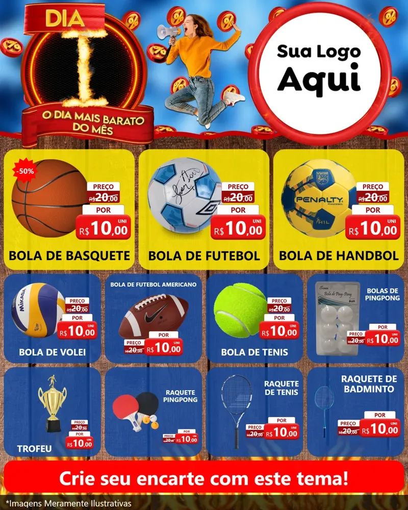 Modelo de Rede Social para Feed Instagram com o tema Dia I - O Dia Mais Barato Do Mês para Artigos Esportivos