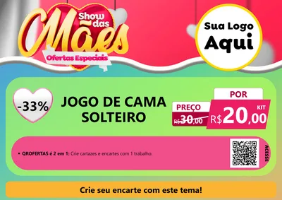Modelo de Cartaz para Cartaz A4 Horizontal com o tema Show das Mães - Ofertas Especiais para Cama, Mesa e Banho