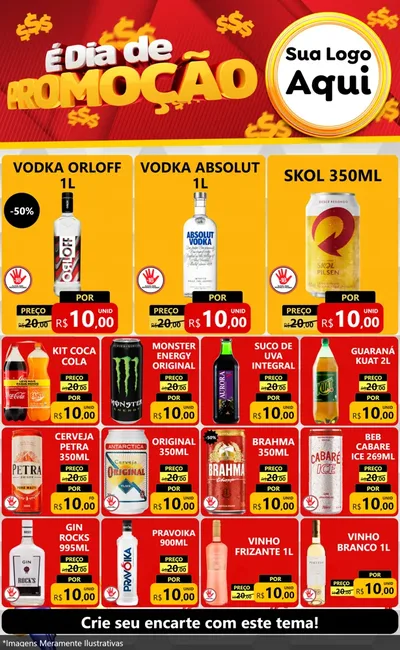 Modelo de Encarte para Encarte Grande com o tema É Dia De Promoção para Distribuidora de bebidas