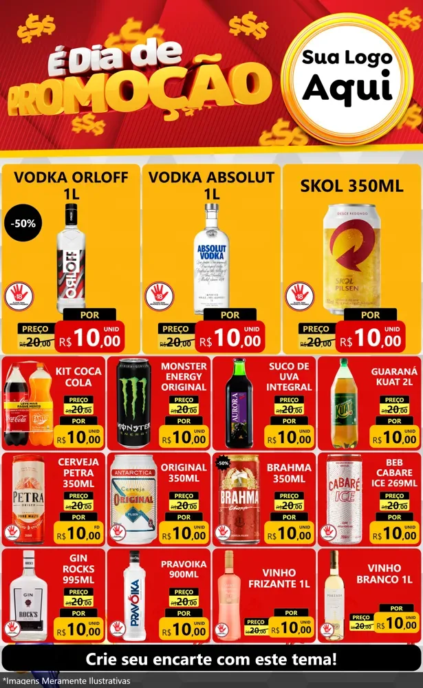 Modelo de Encarte para Encarte Grande com o tema É Dia De Promoção para Distribuidora de bebidas