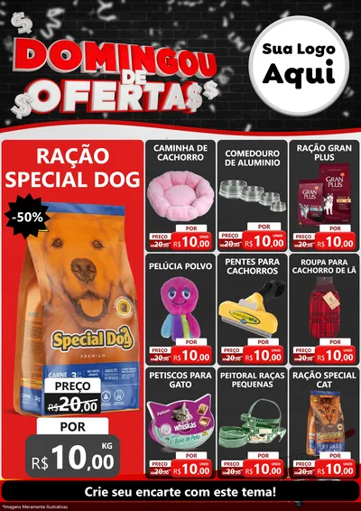 Modelo de Encarte para Encarte A4 Vertical com o tema Domingou de Ofertas para Pet Shop