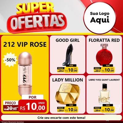 Modelo de Rede Social para Feed Facebook com o tema Super Ofertas para Perfumes