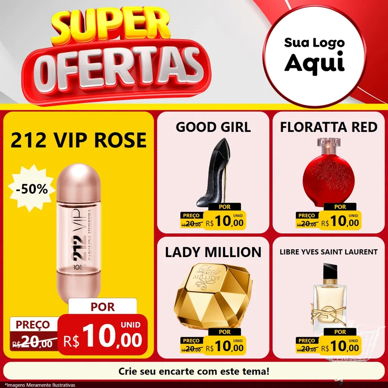 Modelo de Rede Social para Feed Facebook com o tema Super Ofertas para Perfumes