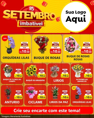 Modelo de Rede Social para Feed Instagram com o tema Setembro Imbatível para Floricultura e jardim