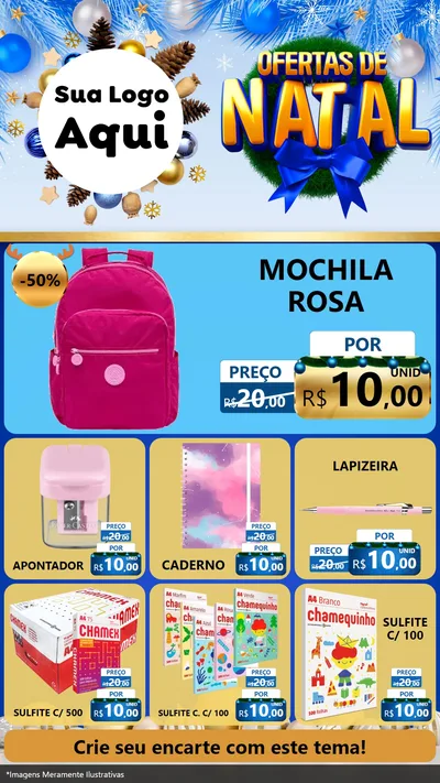 Modelo de Rede Social para Stories com o tema Ofertas de Natal para Papelaria