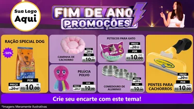 Modelo de TV para TV Horizontal com o tema Fim de Ano Promoções para Pet Shop