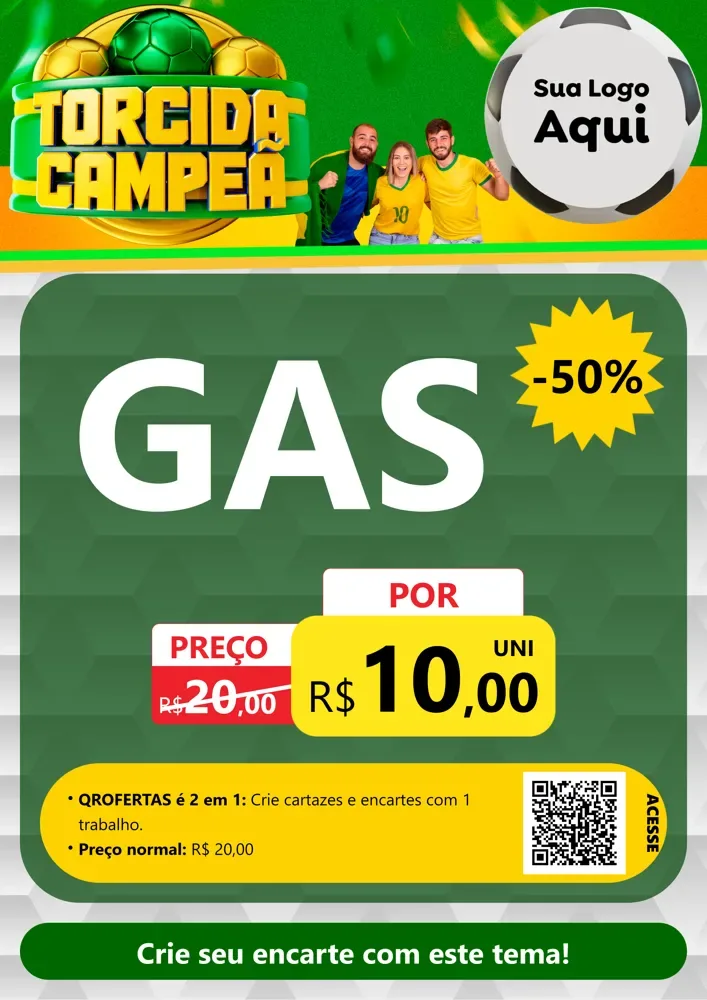 Modelo de Cartaz para Cartaz A4 Vertical com o tema Torcida Campeã - Copa para Água e gás