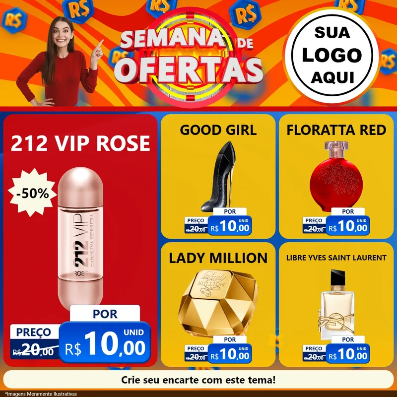 Modelo de Rede Social para Feed Facebook com o tema Semana de Ofertas para Perfumes