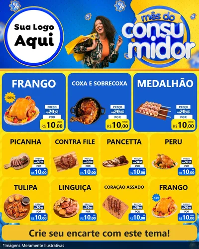 Modelo de Rede Social para Feed Instagram com o tema Mês do Consumidor para Assados