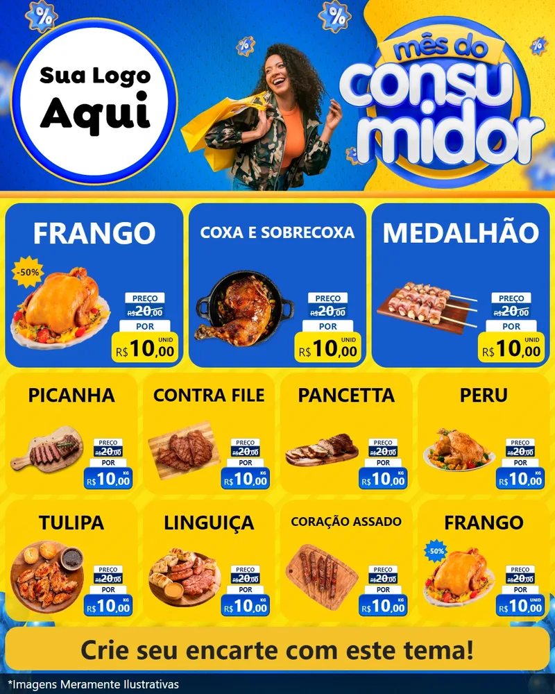 Modelo de Rede Social para Feed Instagram com o tema Mês do Consumidor para Assados