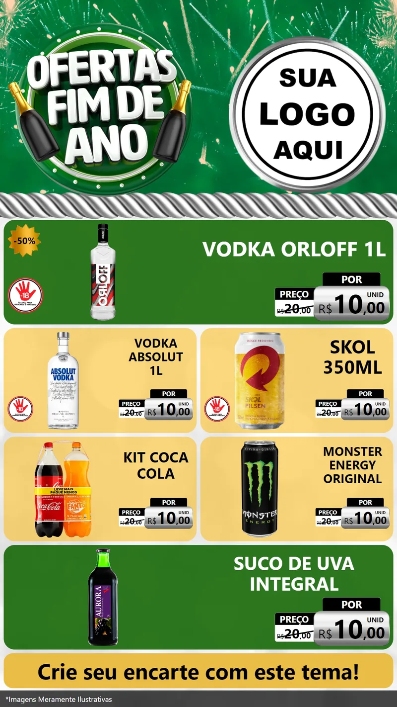 Modelo de TV para TV Vertical com o tema Ofertas Fim de Ano para Distribuidora de bebidas
