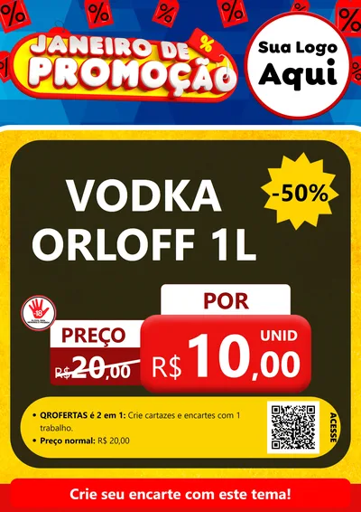 Modelo de Cartaz para Cartaz A4 Vertical com o tema Janeiro de Promoção para Distribuidora de bebidas