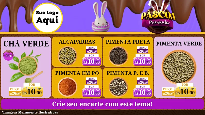 Modelo de TV para TV Horizontal com o tema Páscoa Premiada para Produtos Naturais