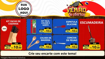 Modelo de TV para TV Horizontal com o tema Super Verão de Ofertas para Utilidades Domésticas