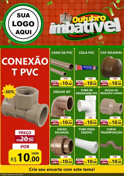 Modelo de Encarte para Encarte A4 Vertical com o tema Outubro Imbatível para Tubos e conexões