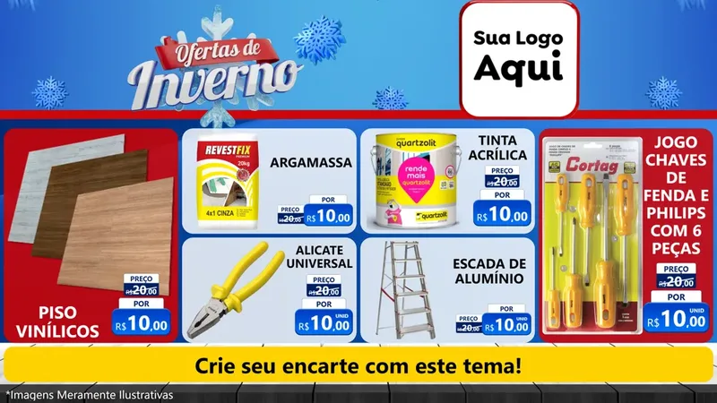 Modelo de TV para TV Horizontal com o tema Ofertas de Inverno para Material para Construção