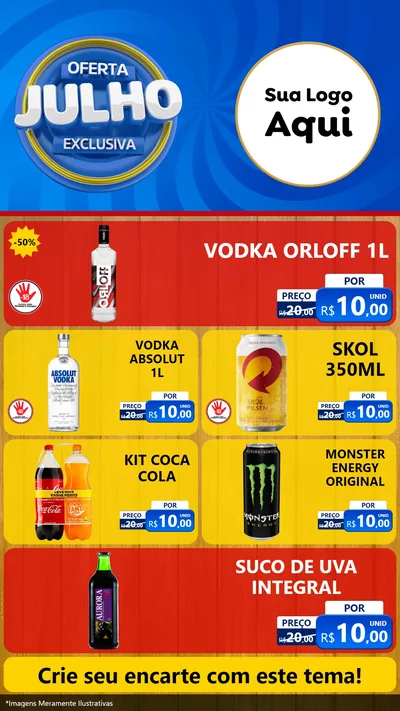 Modelo de TV para TV Vertical com o tema Oferta Exclusiva, Julho para Distribuidora de bebidas