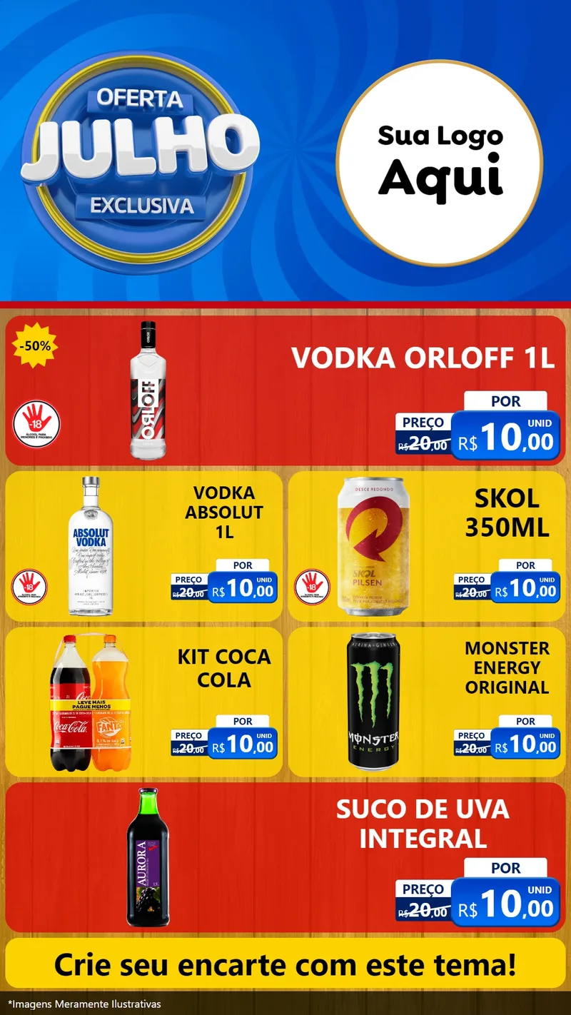 Modelo de TV para TV Vertical com o tema Oferta Exclusiva, Julho para Distribuidora de bebidas