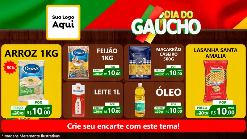 Modelo de TV para TV Horizontal com o tema Dia do Gaúcho para Supermercado
