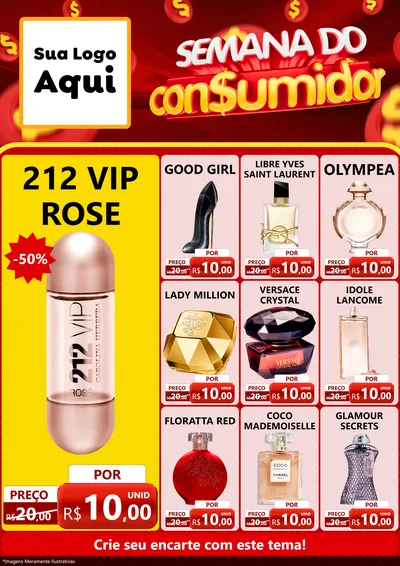 Modelo de Encarte para Encarte A4 Vertical com o tema Semana do Consumidor para Perfumes