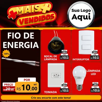 Modelo de Rede Social para Feed Facebook com o tema Mais Vendidos para Materiais Elétricos