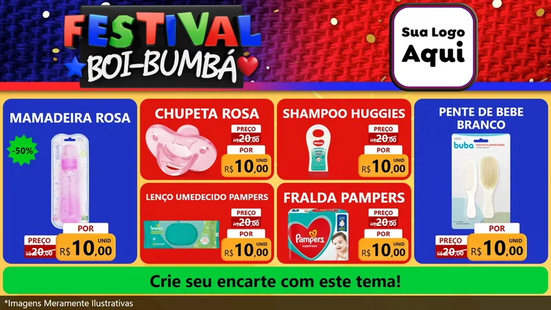 Modelo de TV para TV Horizontal com o tema Festival Boi-Bumbá para Bebês