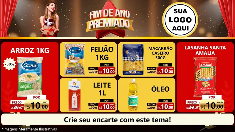 Modelo de TV para TV Horizontal com o tema Fim de Ano Premiado para Supermercado