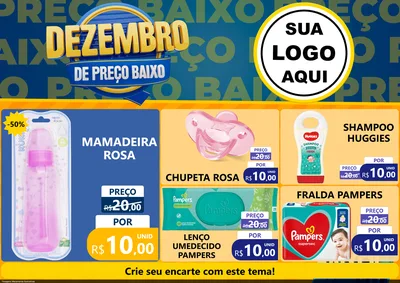 Modelo de Encarte para Encarte A4 Horizontal com o tema Dezembro de Preço Baixo para Bebês