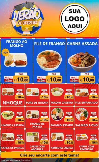 Modelo de Encarte para Encarte Grande com o tema Verão de Ofertas para Restaurante
