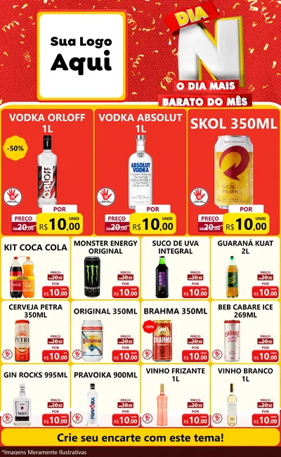 Modelo de Encarte para Encarte Grande com o tema Dia N o Dia Mais Barato do Mês para Distribuidora de bebidas