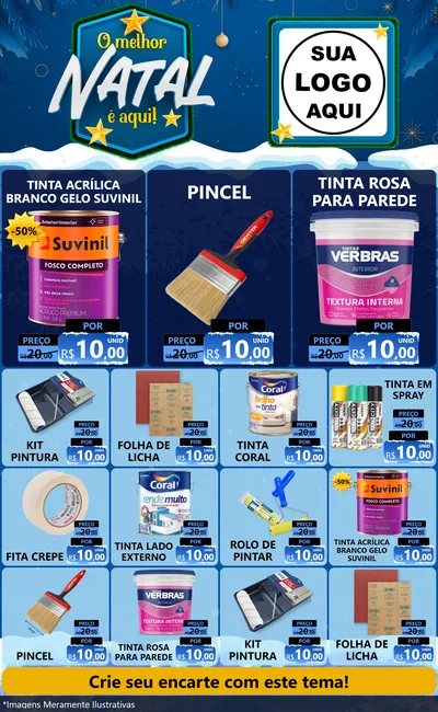 Modelo de Encarte para Encarte Grande com o tema O Melhor Natal É Aqui! para Tintas e Ferramentas