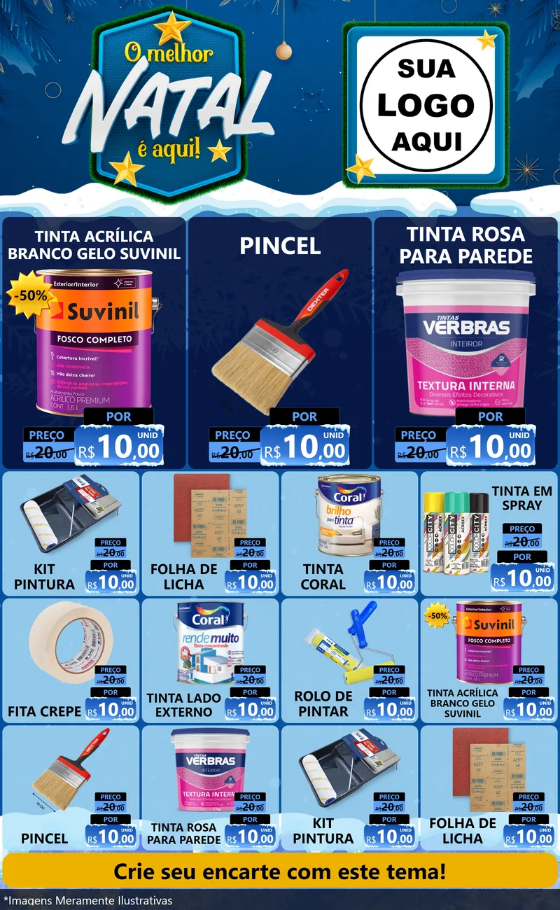 Modelo de Encarte para Encarte Grande com o tema O Melhor Natal É Aqui! para Tintas e Ferramentas