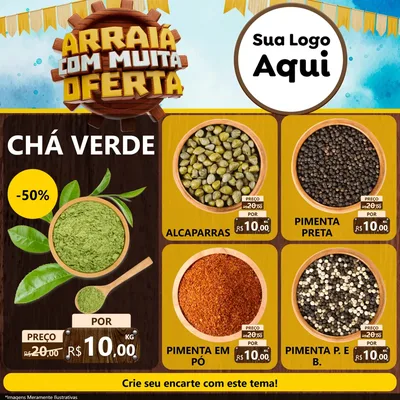 Modelo de Rede Social para Feed Facebook com o tema Ofertas de São João - Junina para Produtos Naturais
