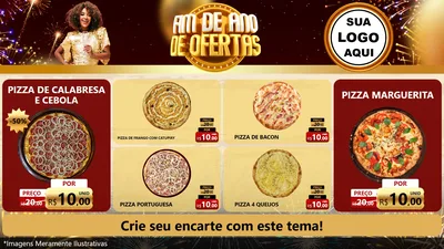 Modelo de TV para TV Horizontal com o tema Fim de Ano de Ofertas para Pizzaria