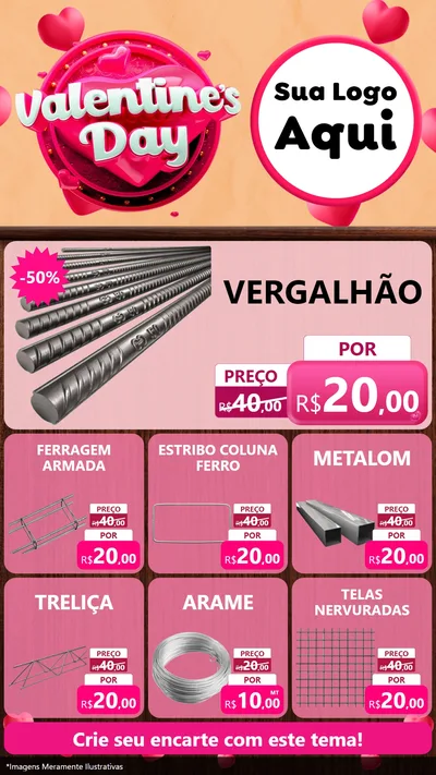 Modelo de Rede Social para Stories com o tema Valentine's Day para Ferragens