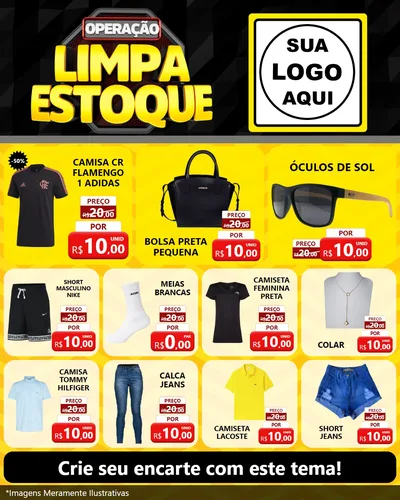 Modelo de Rede Social para Feed Instagram com o tema Operação Limpa Estoque para Roupas e acessórios