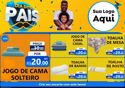 Modelo de Encarte para Encarte A4 Horizontal com o tema Dia dos Pais para Cama, Mesa e Banho
