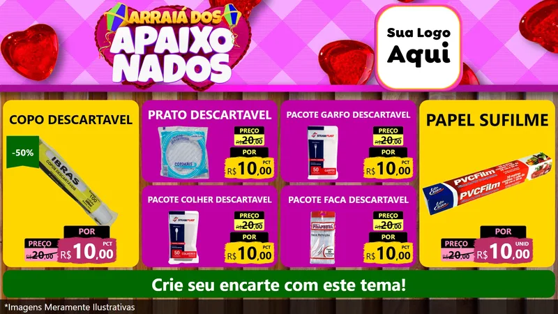Modelo de TV para TV Horizontal com o tema Arraiá dos Apaixonados para Embalagens
