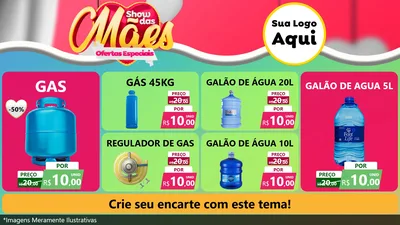Modelo de TV para TV Horizontal com o tema Show das Mães - Ofertas Especiais para Água e gás