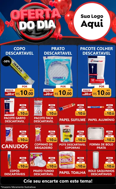 Modelo de Encarte para Encarte Grande com o tema Oferta do Dia para Embalagens