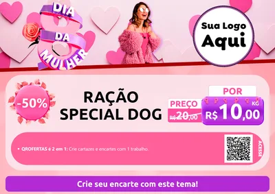 Modelo de Cartaz para Cartaz A4 Horizontal com o tema Dia da Mulher para Pet Shop