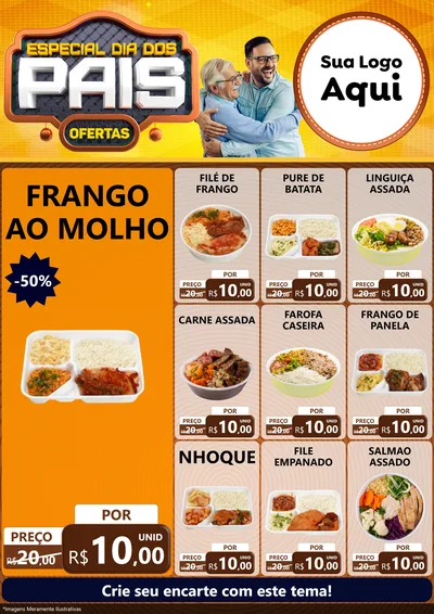 Modelo de Encarte para Encarte A4 Vertical com o tema Especial Dia dos Pais para Restaurante
