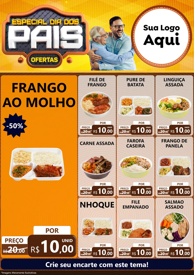 Modelo de Encarte para Encarte A4 Vertical com o tema Especial Dia dos Pais para Restaurante